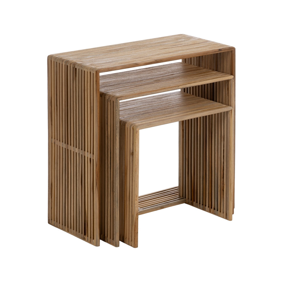 S/3 TEAK WOOD NATURAL SIDE TABLE 65 X 30 X 66 CM