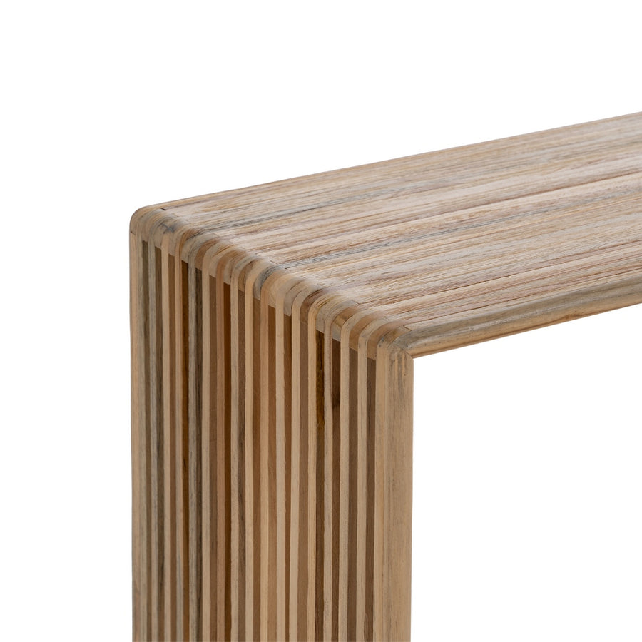 S/2 TEAK WOOD CONSOLE NATURAL 85 X 30 X 86 CM