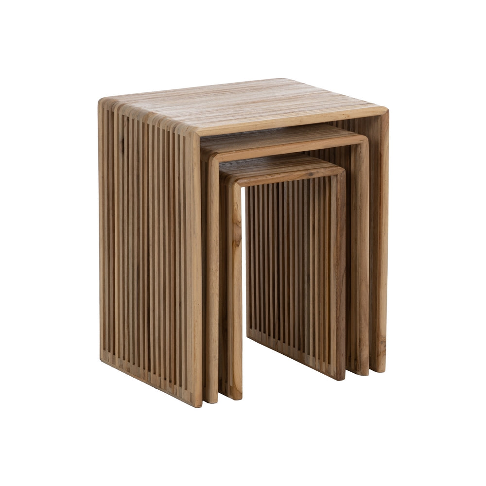 S/3 MESA AUXILIAR NATURAL MADERA DE TECA 41 X 34 X 50 CM