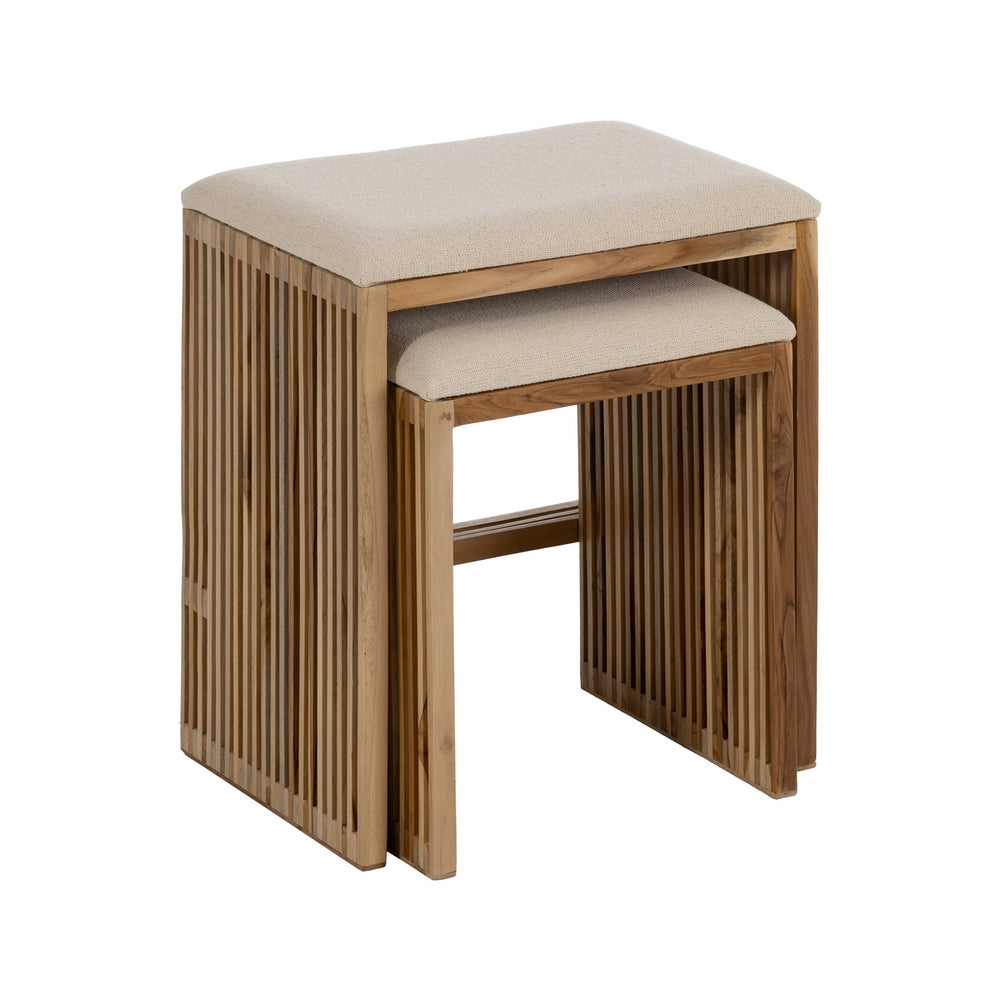 S/2 BANQUETA NATURAL MADERA DE TECA 50 X 34 X 60 CM
