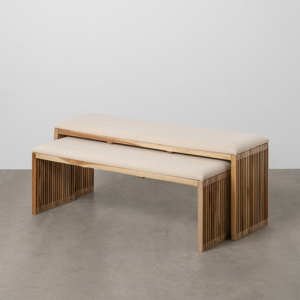 S/2 BANQUETA NATURAL MADERA DE TECA 115 X 35 X 45 CM