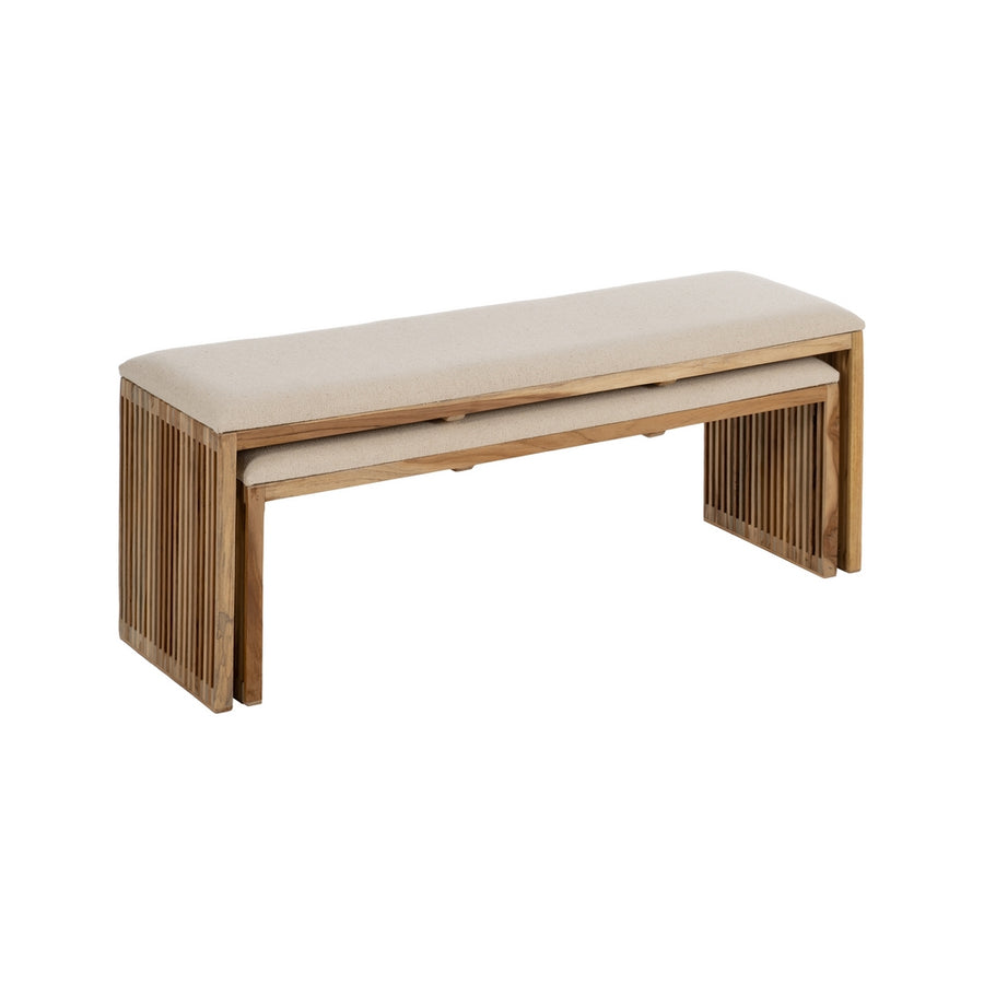 S/2 BANQUETA NATURAL MADERA DE TECA 115 X 35 X 45 CM