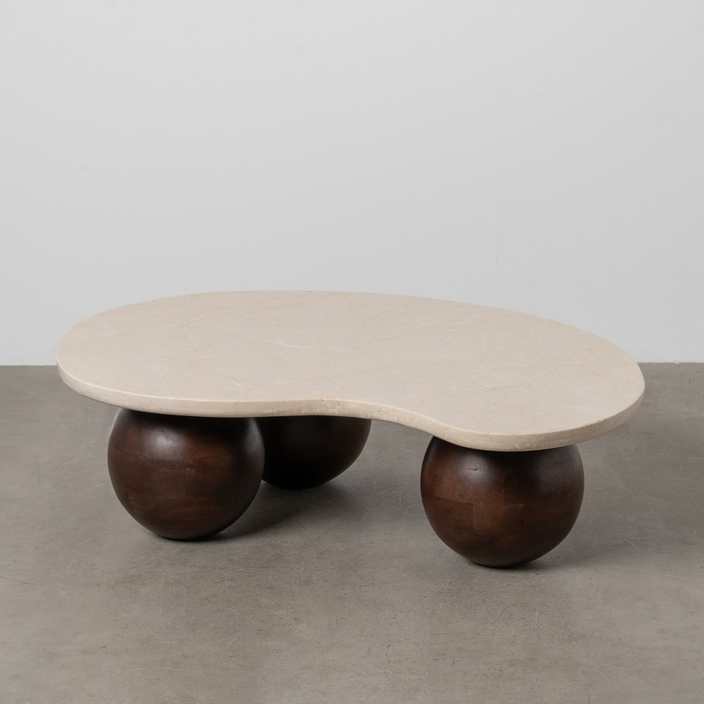 MARBLE/WOOD LIVING ROOM COFFEE TABLE 107 X 80 X 29 CM