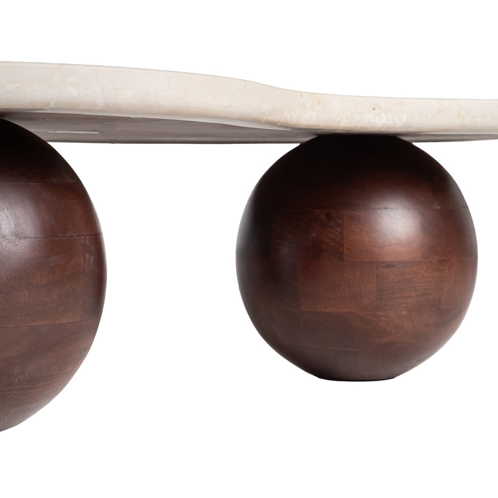 MARBLE/WOOD LIVING ROOM COFFEE TABLE 107 X 80 X 29 CM