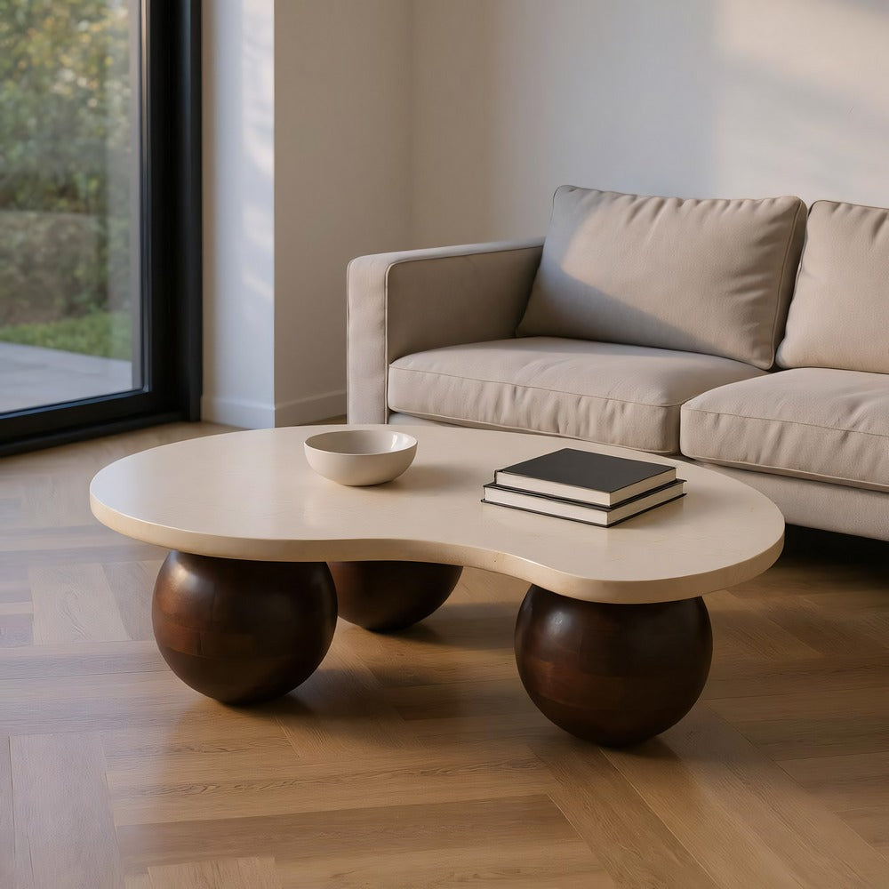MESA CENTRO MÁRMOL/MADERA SALÓN 107 X 80 X 29 CM
