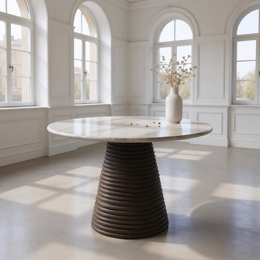 MARBLE/WOOD DINING TABLE LIVING ROOM 115 X 115 X 76 CM