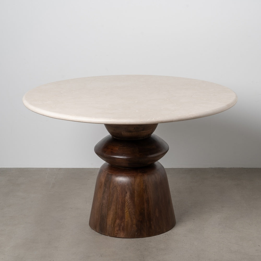 MESA COMEDOR MÁRMOL/MADERA SALÓN 120 X 120 X 76 CM