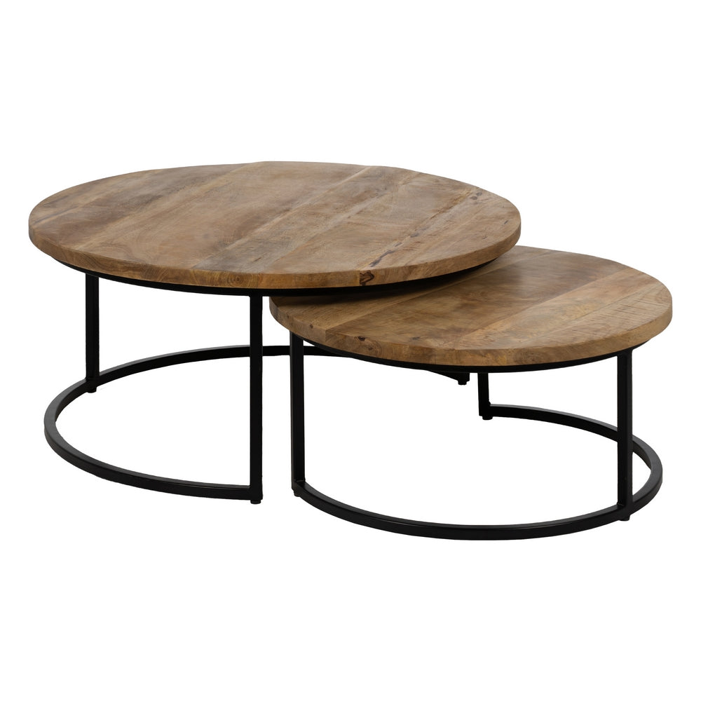 S/2 BROWN-BLACK COFFEE TABLE 90 X 90 X 40 CM