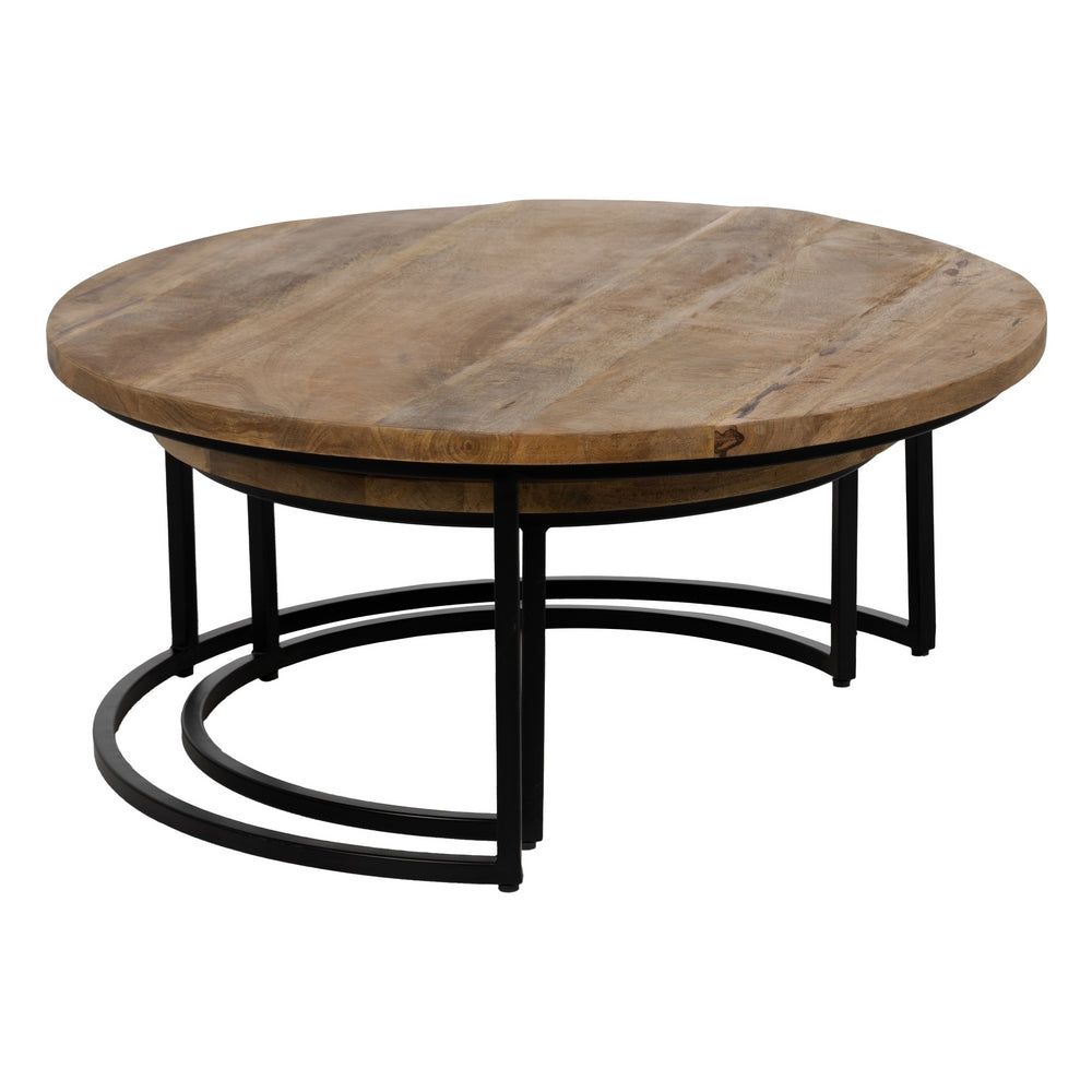 S/2 BROWN-BLACK COFFEE TABLE 90 X 90 X 40 CM