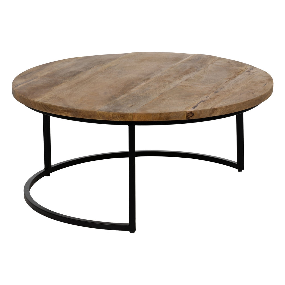 S/2 BROWN-BLACK COFFEE TABLE 90 X 90 X 40 CM