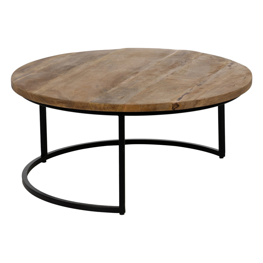 S/2 MESA CENTRO MARRÓN-NEGRO 90 X 90 X 40 CM
