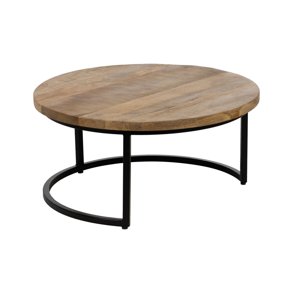 S/2 BROWN-BLACK COFFEE TABLE 90 X 90 X 40 CM