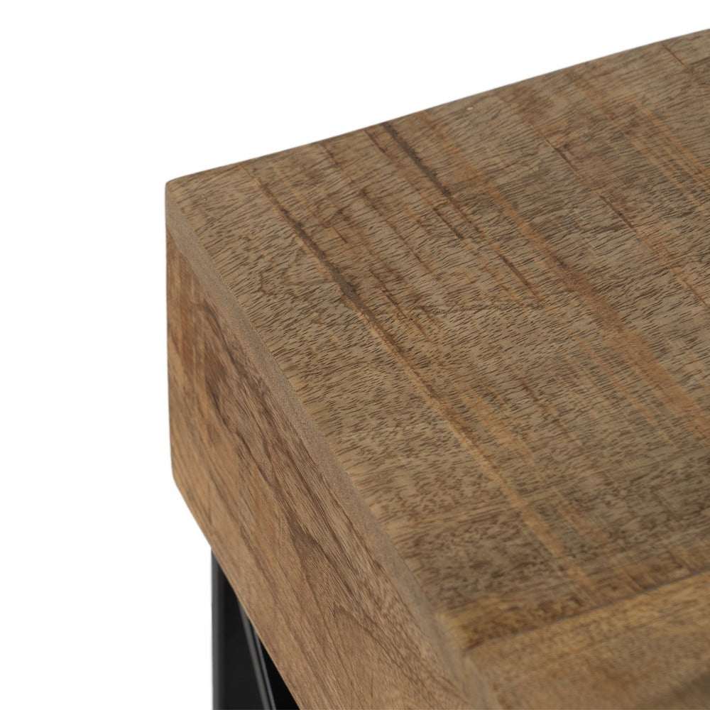 BROWN-BLACK WOOD-METAL DESK 120 X 50 X 77 CM