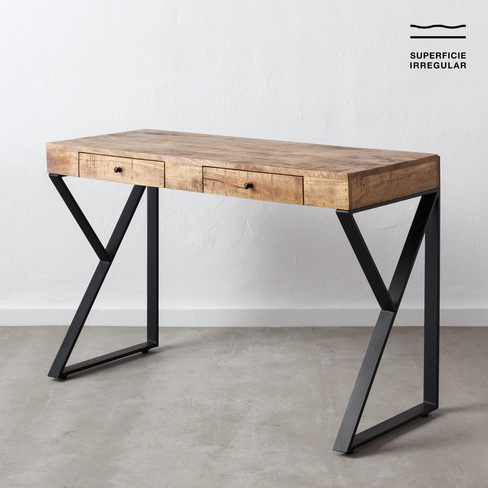 ESCRITORIO MARRÓN-NEGRO MADERA-METAL 120 X 50 X 77 CM