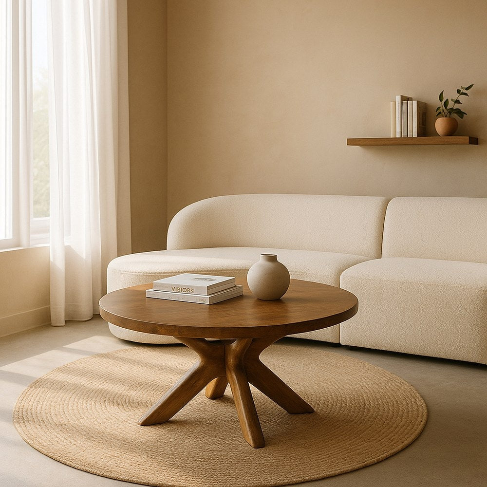 MESA CENTRO MADERA DE MANGO SAL�N 100 X 100 X 46 CM