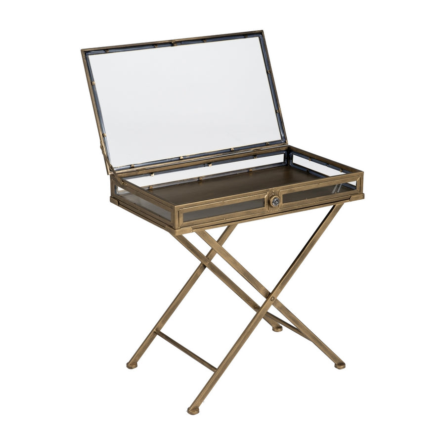 GOLD METAL-GLASS TABLE 61 X 36 X 59 CM