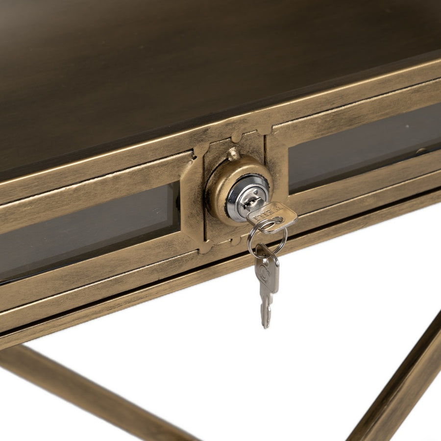 GOLD METAL-GLASS TABLE 61 X 36 X 59 CM