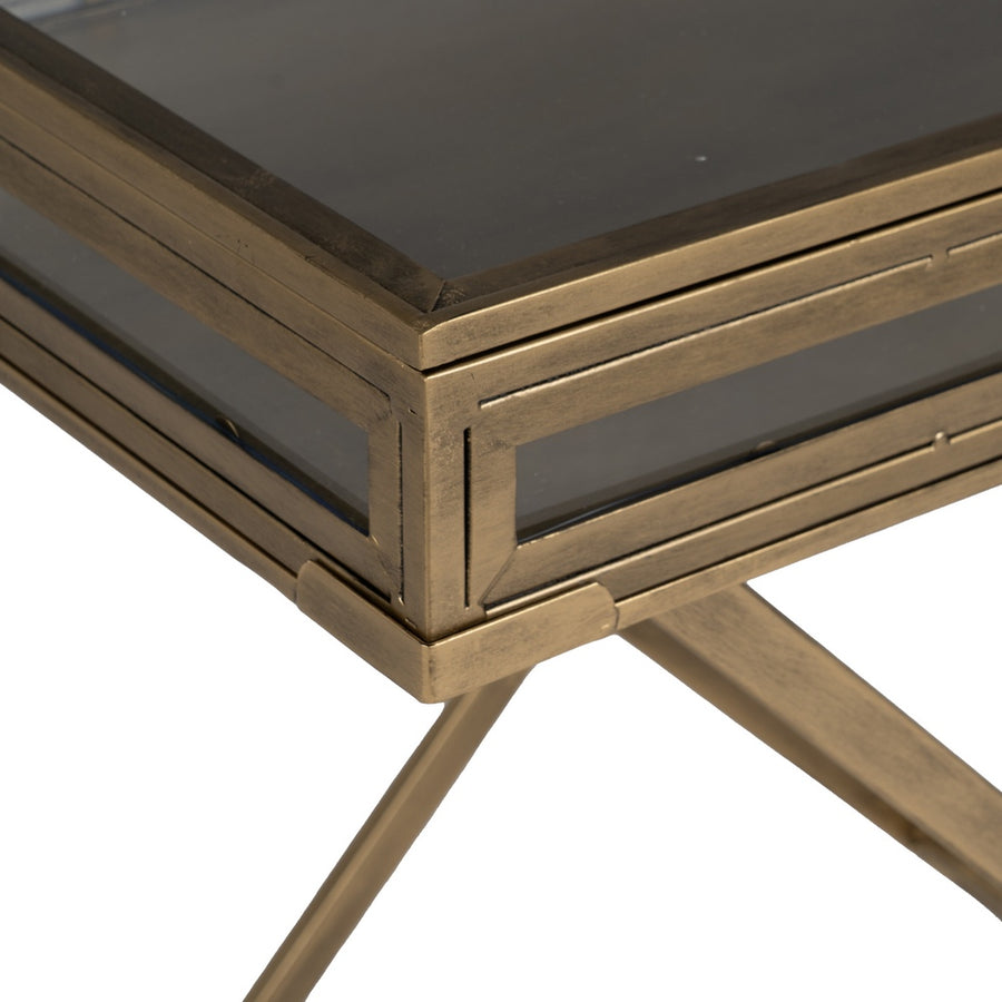 GOLD METAL-GLASS TABLE 61 X 36 X 59 CM