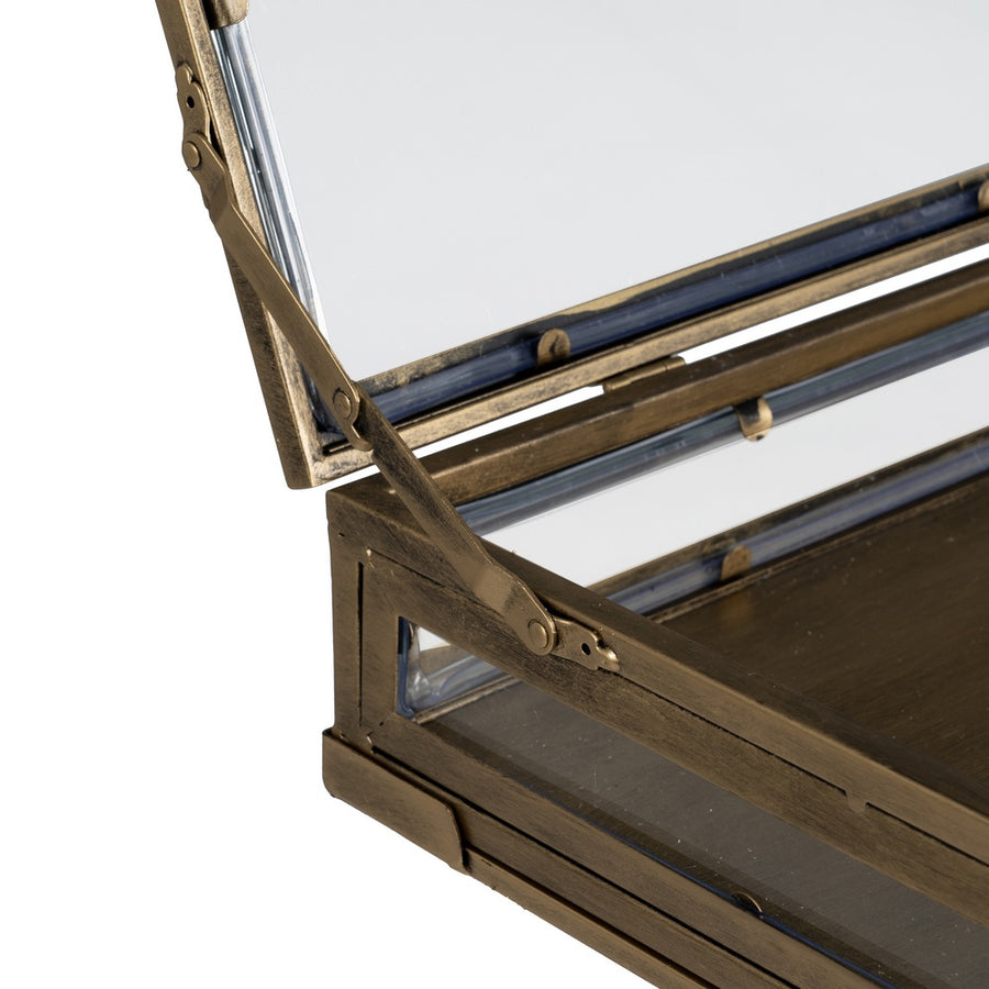 GOLD METAL-GLASS TABLE 61 X 36 X 59 CM