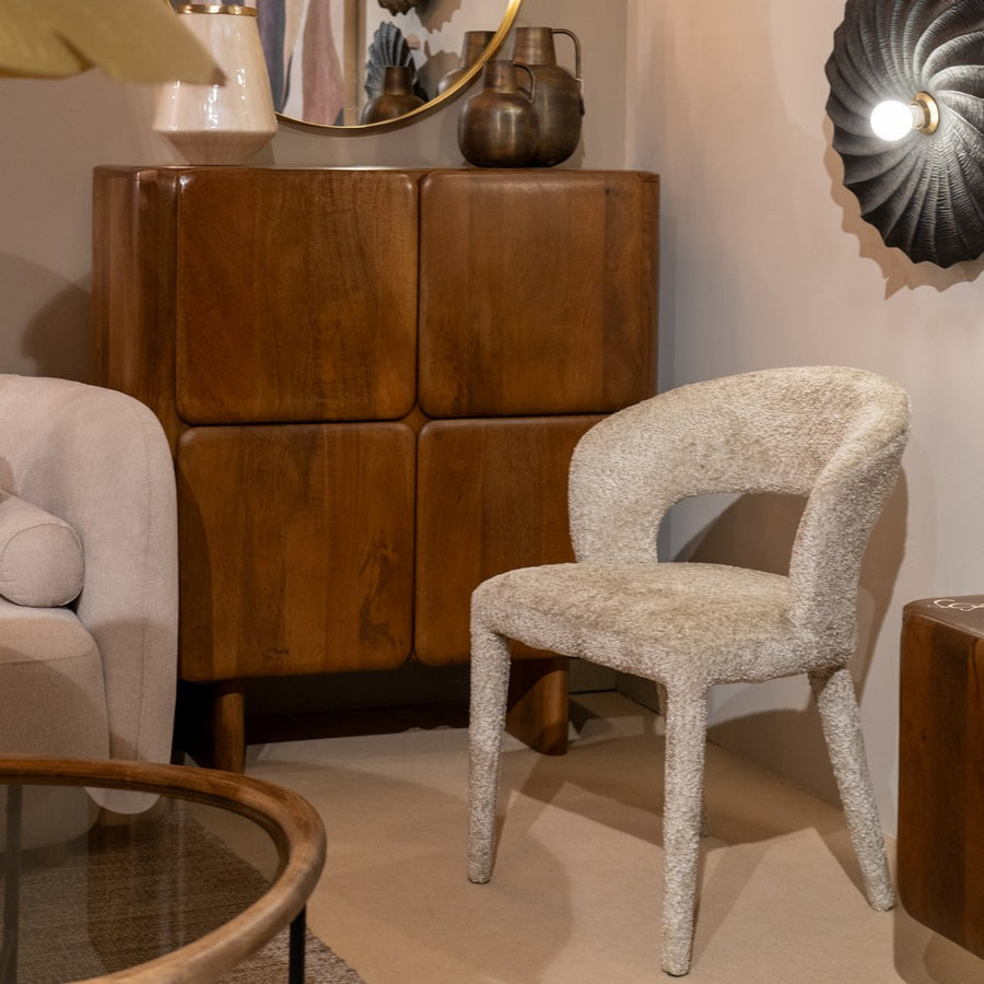 SILLA BEIGE TEJIDO-METAL 55 X 60 X 80 CM
