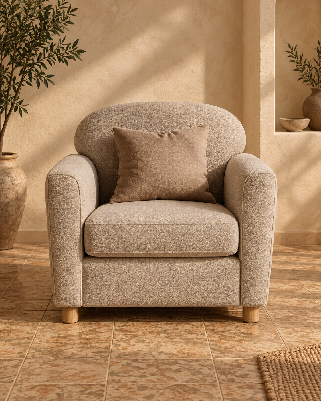 MARBLED FABRIC ARMCHAIR LIVING ROOM 81 X 75 X 82 CM