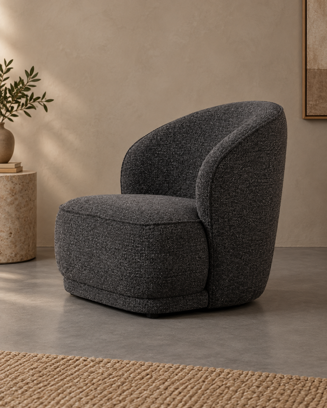 MARBLED FABRIC ARMCHAIR LIVING ROOM 78 X 81 X 74 CM