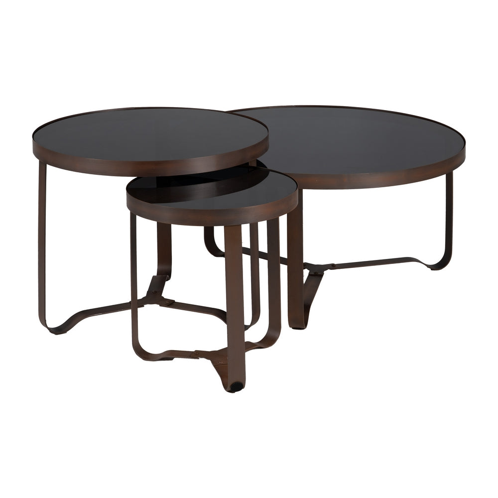 DARK BROWN METAL-GLASS SIDE TABLE 40 X 40 X 45 CM