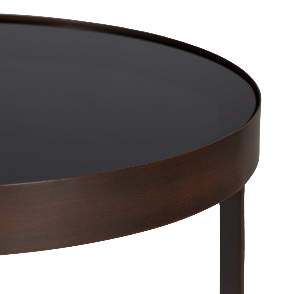 DARK BROWN METAL-GLASS SIDE TABLE 40 X 40 X 45 CM