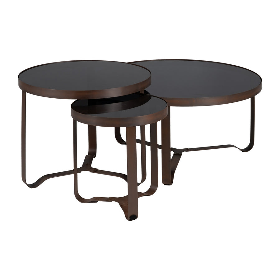 DARK BROWN METAL-GLASS SIDE TABLE 60.50 X 60.50 X 50 CM