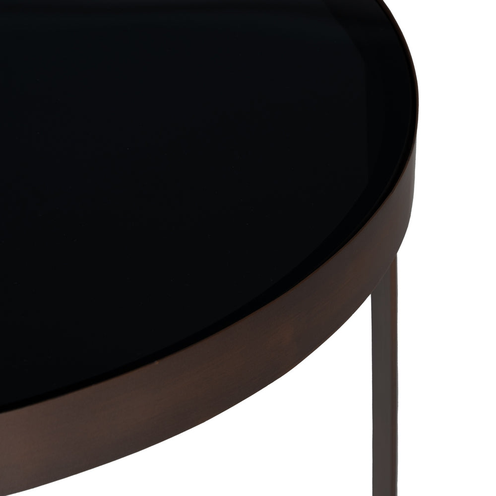 DARK BROWN METAL-GLASS SIDE TABLE 60.50 X 60.50 X 50 CM