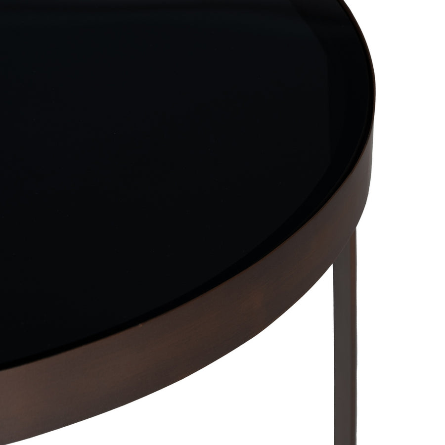 DARK BROWN METAL-GLASS SIDE TABLE 60.50 X 60.50 X 50 CM