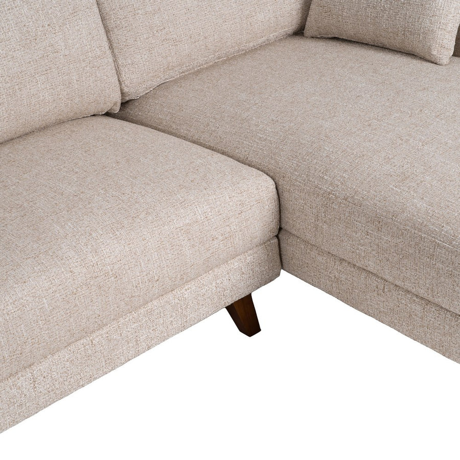 SOFÁ CHAISE LONGUE BEIGE TEJIDO-MADERA 240 X 155 X 86 CM