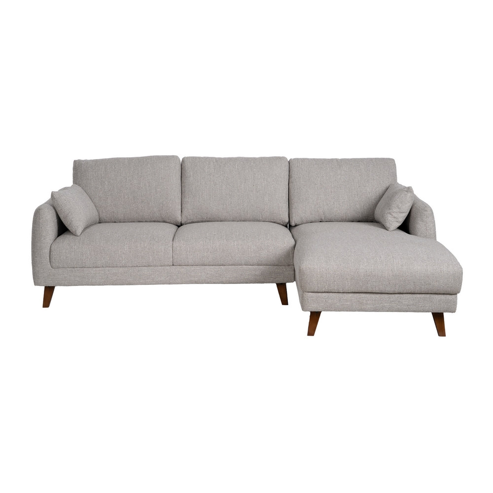 SOFÁ CHAISE LONGUE GRIS TEJIDO-MADERA 240 X 155 X 86 CM