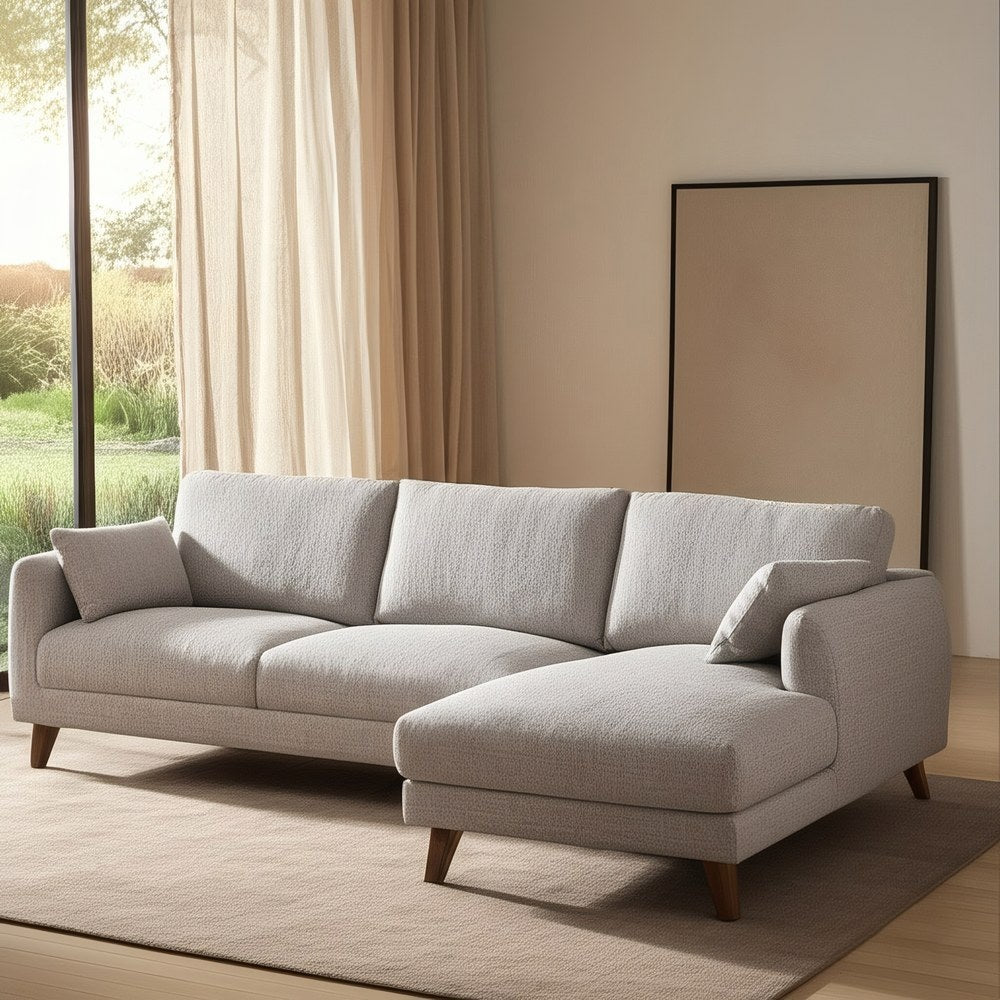 SOF� CHAISE LONGUE GRIS TEJIDO-MADERA 240 X 155 X 86 CM
