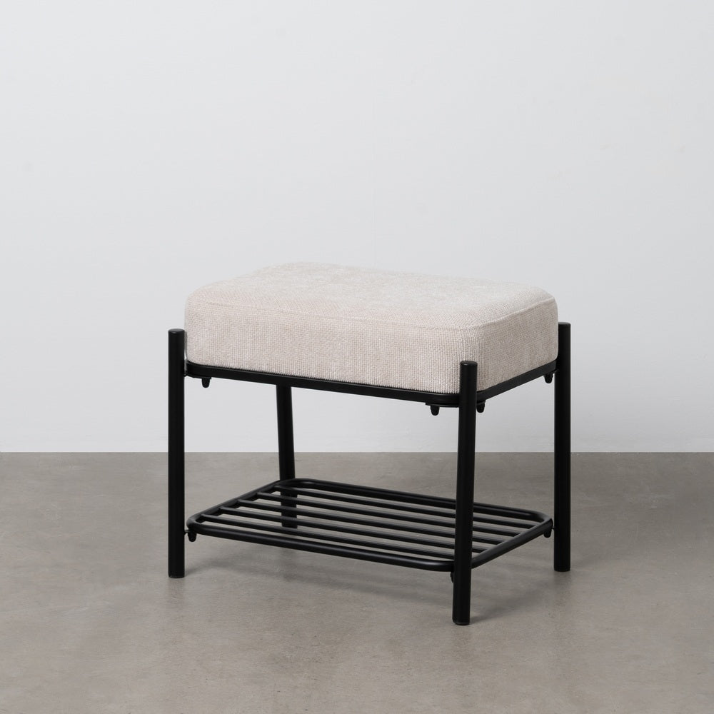 BANQUETA BEIGE TEJIDO-METAL 51 X 37 X 45 CM