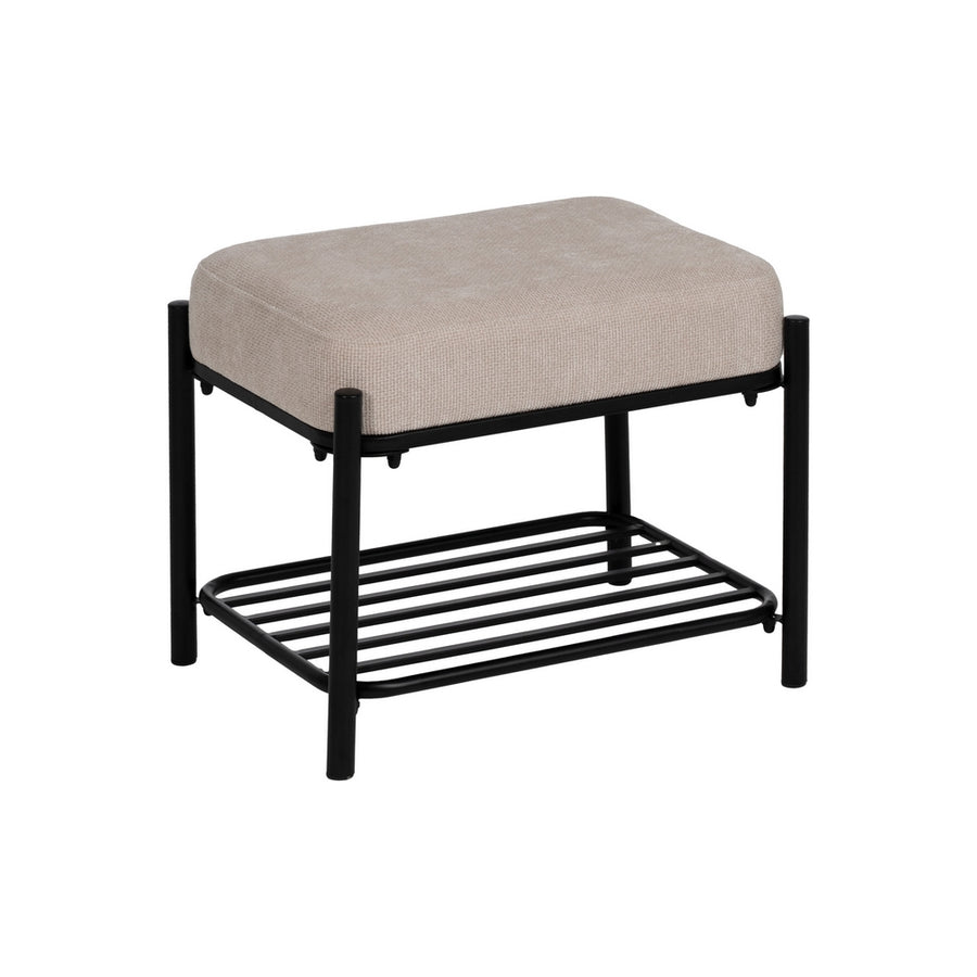 BANQUETA BEIGE TEJIDO-METAL 51 X 37 X 45 CM