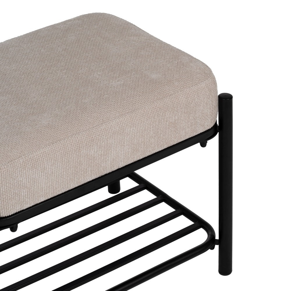 BANQUETA BEIGE TEJIDO-METAL 51 X 37 X 45 CM