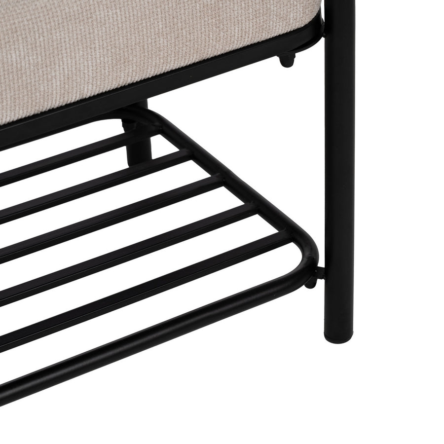 BANQUETA BEIGE TEJIDO-METAL 51 X 37 X 45 CM