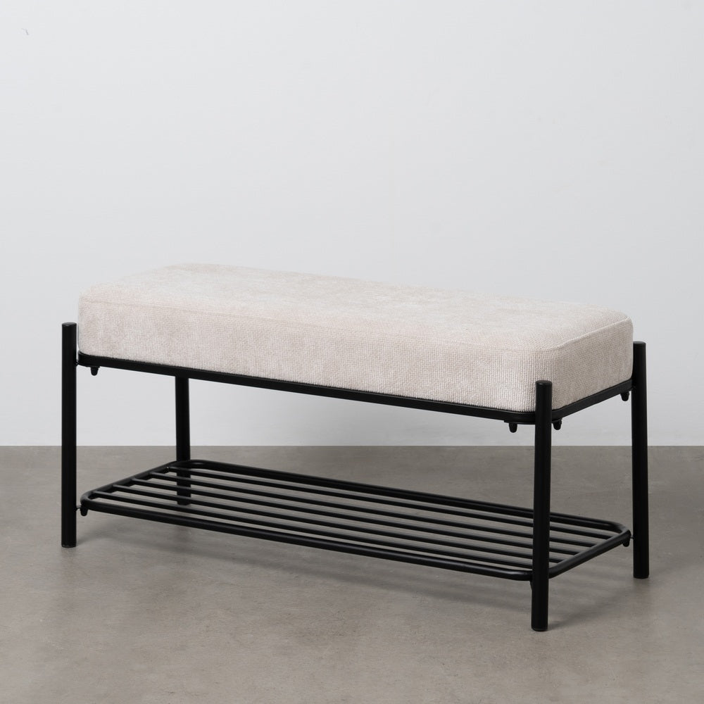 BANCO BEIGE TEJIDO-METAL 91 X 36 X 45 CM