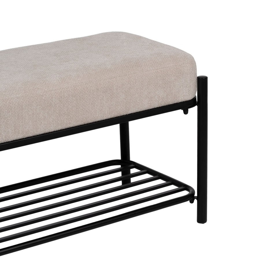 BANCO BEIGE TEJIDO-METAL 91 X 36 X 45 CM