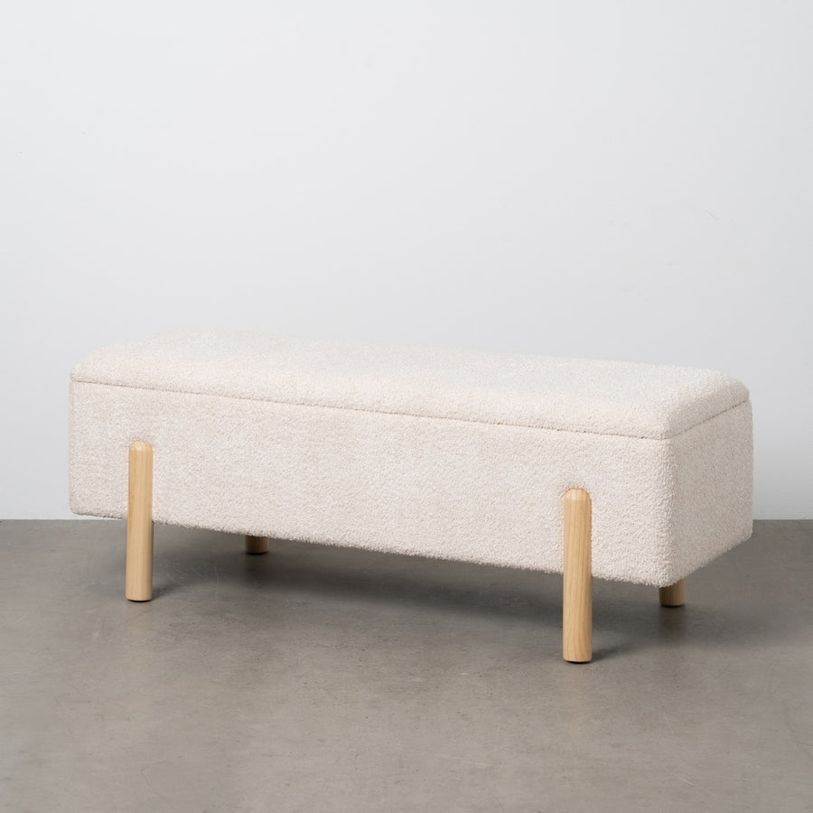 BANCO BAÚL CREMA DM-TEJIDO 122 X 42 X 45 CM