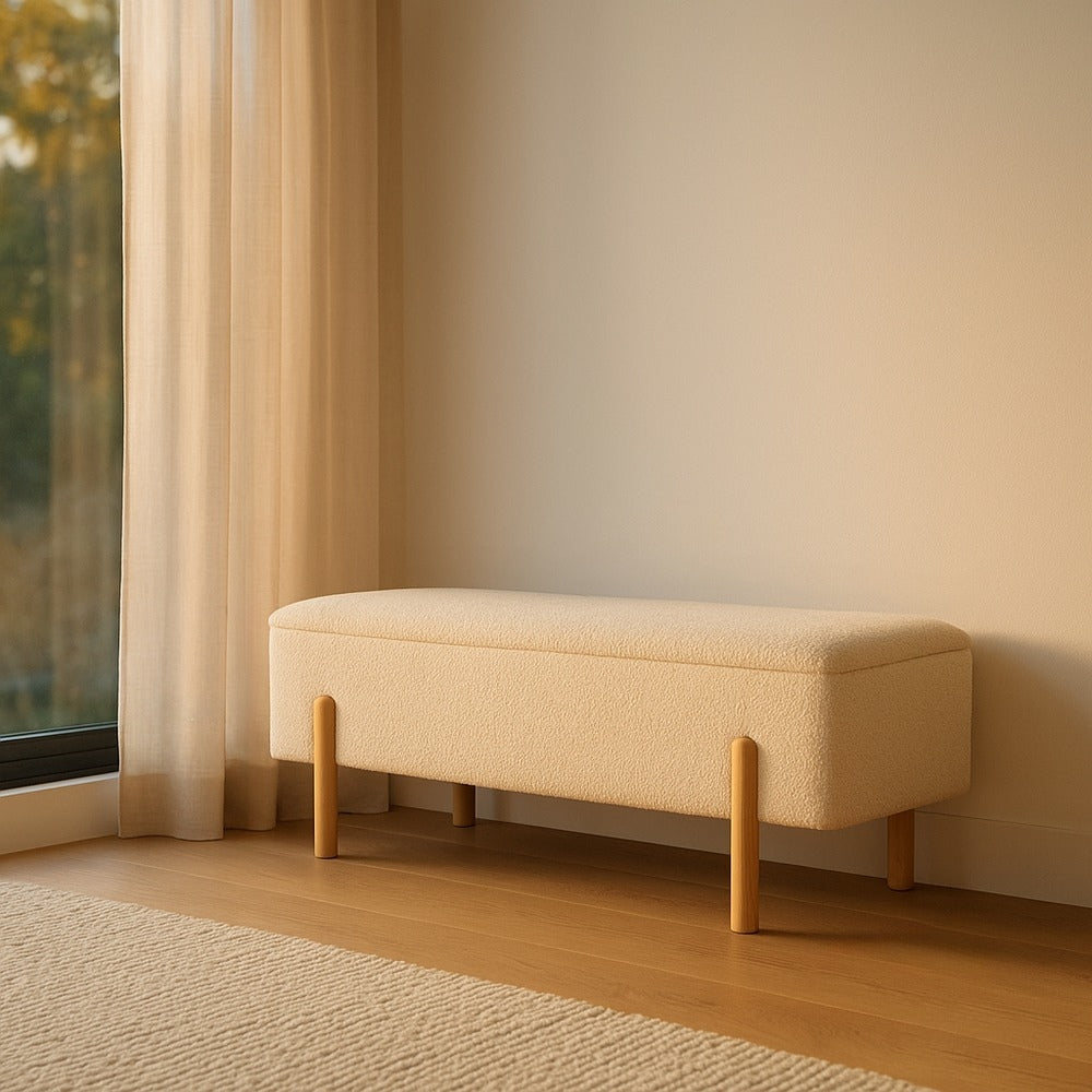 BANCO BAÚL CREMA DM-TEJIDO 122 X 42 X 45 CM