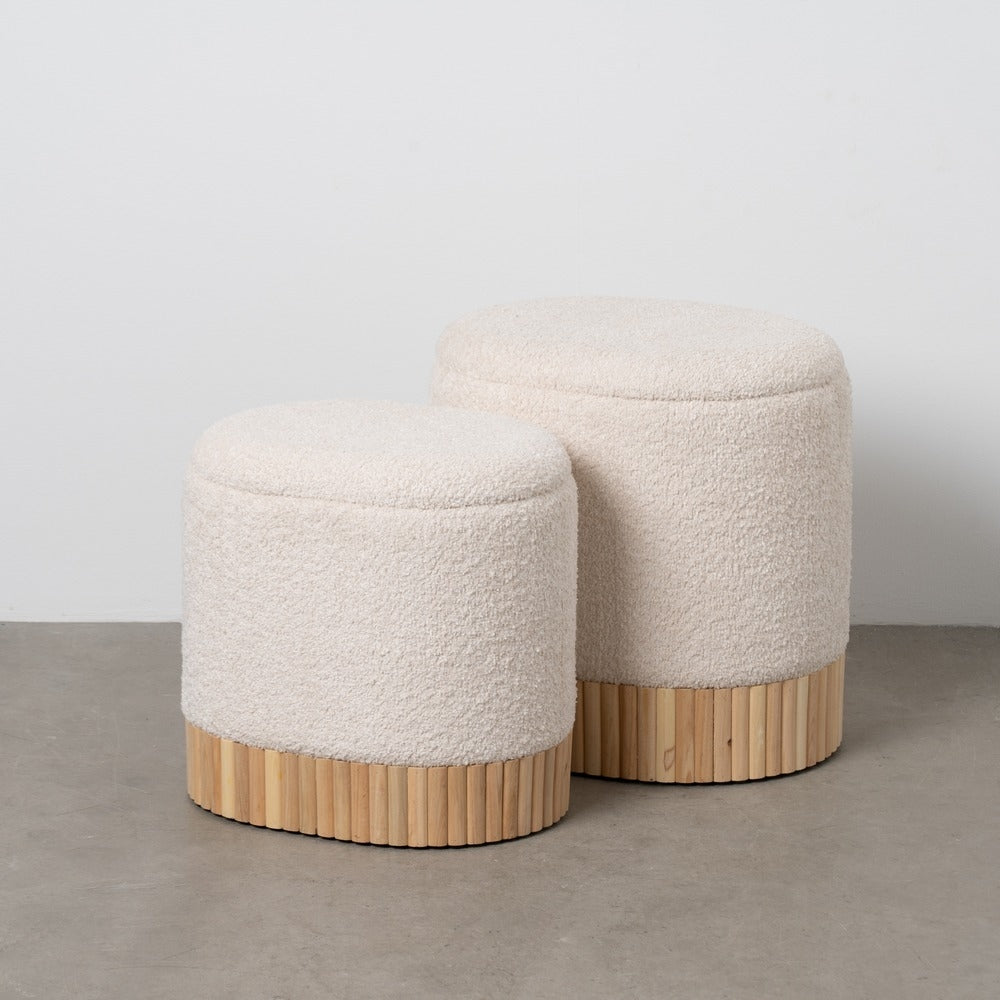 S/2 PUF BA�L CREMA DM-TEJIDO 44 X 34 X 45 CM