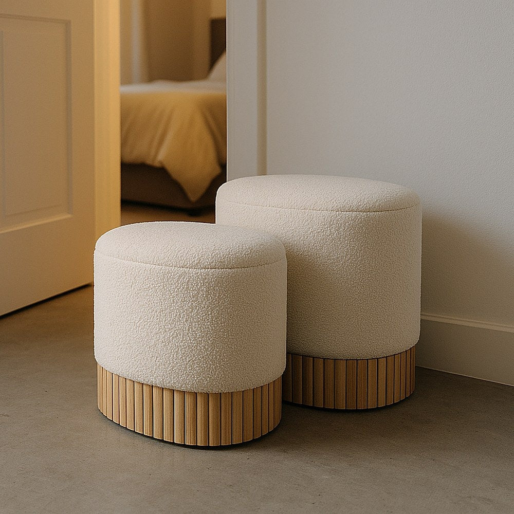 S/2 PUF BA�L CREMA DM-TEJIDO 44 X 34 X 45 CM