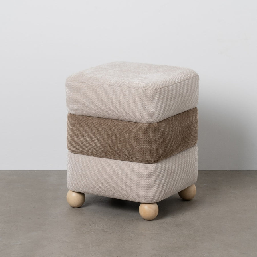 PUF BEIGE-MARRÓN DM-TEJIDO 44 X 44 X 50 CM