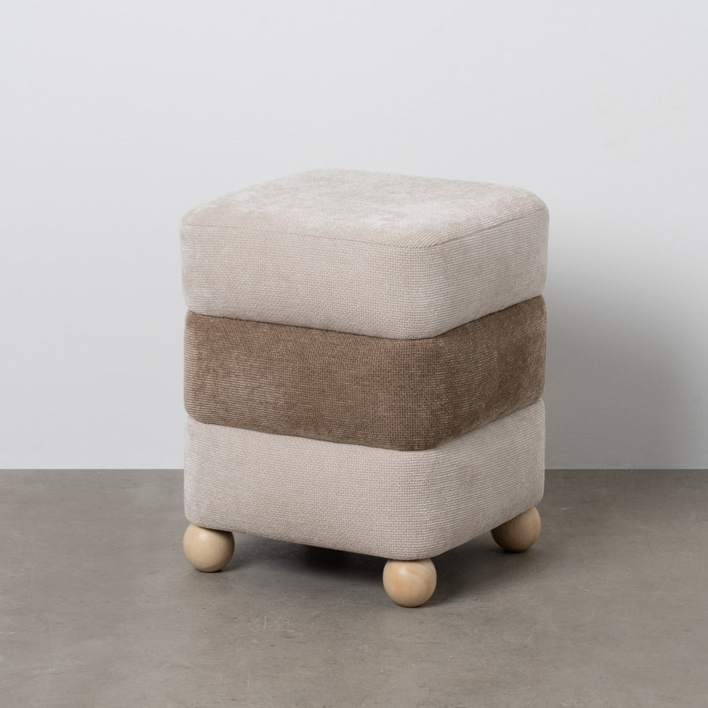 PUF BEIGE-MARRÓN DM-TEJIDO 44 X 44 X 50 CM