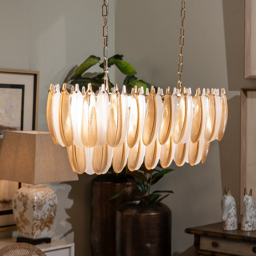 CHAMPAGNE FEATHER GLASS CEILING LAMP 100 X 35 X 38 CM