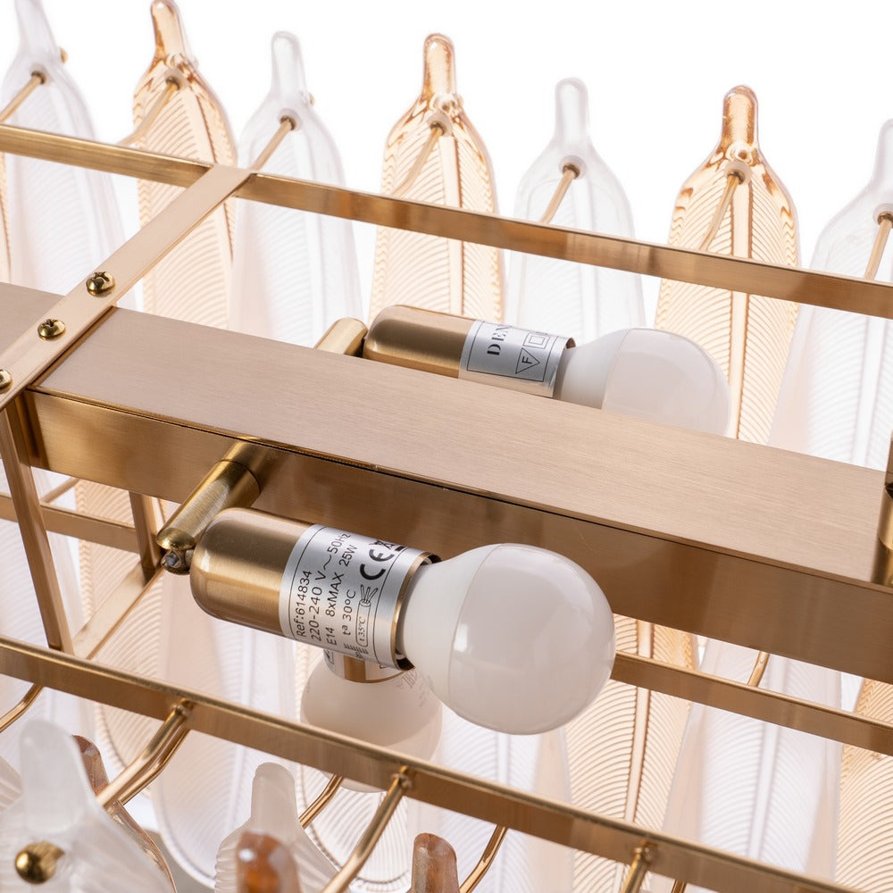 CHAMPAGNE FEATHER GLASS CEILING LAMP 100 X 35 X 38 CM