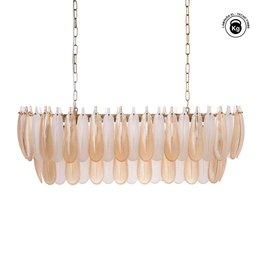 LÁMPARA TECHO PLUMAS CHAMPÁN CRISTAL 100 X 35 X 38 CM