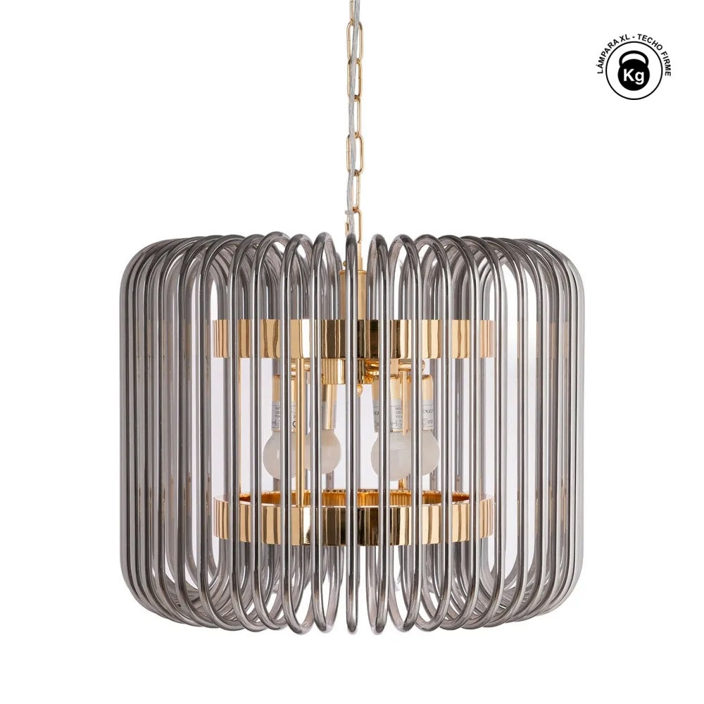 LÁMPARA TECHO ORO-GRIS CRISTAL 49,50 X 49,50 X 40 CM